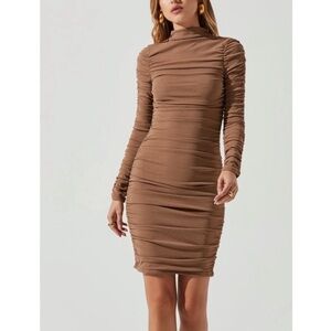 ASTR The Label Camel Ruched Dress